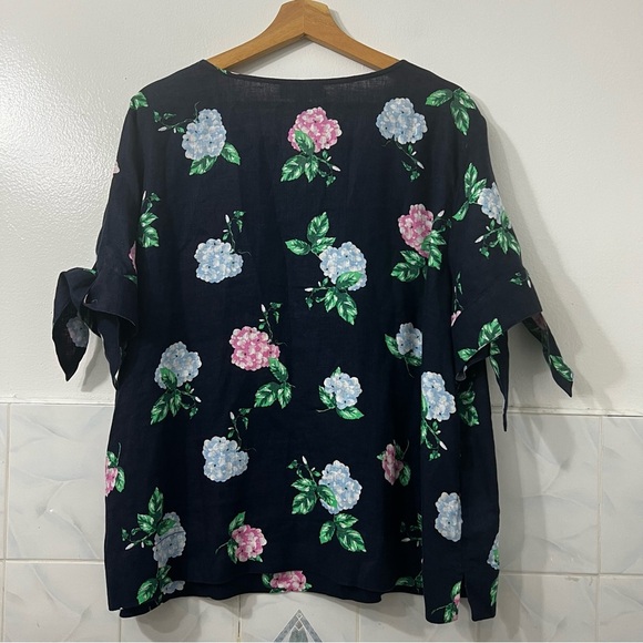 Charter Club 100% Linen Short Tie-Sleeve V Neck Top XL Casual Feminine Beach - Picture 6 of 10